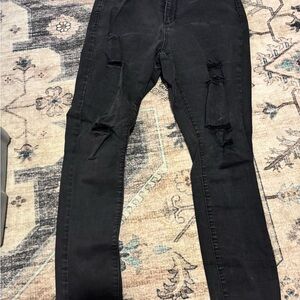 Wax Jean Black Ripped Skinny Jeans